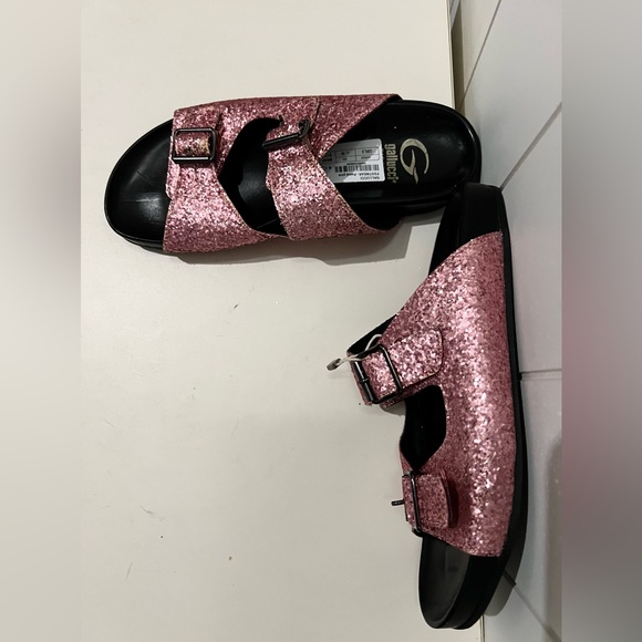 Gallucci  made in Italy slip on sandals size 39 US 9 Pastel Pink glitter - Picture 2 of 9